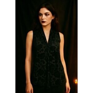 Spense Velvet Floral Burnout V-Neck Top Whimsigoth Witchy Grunge